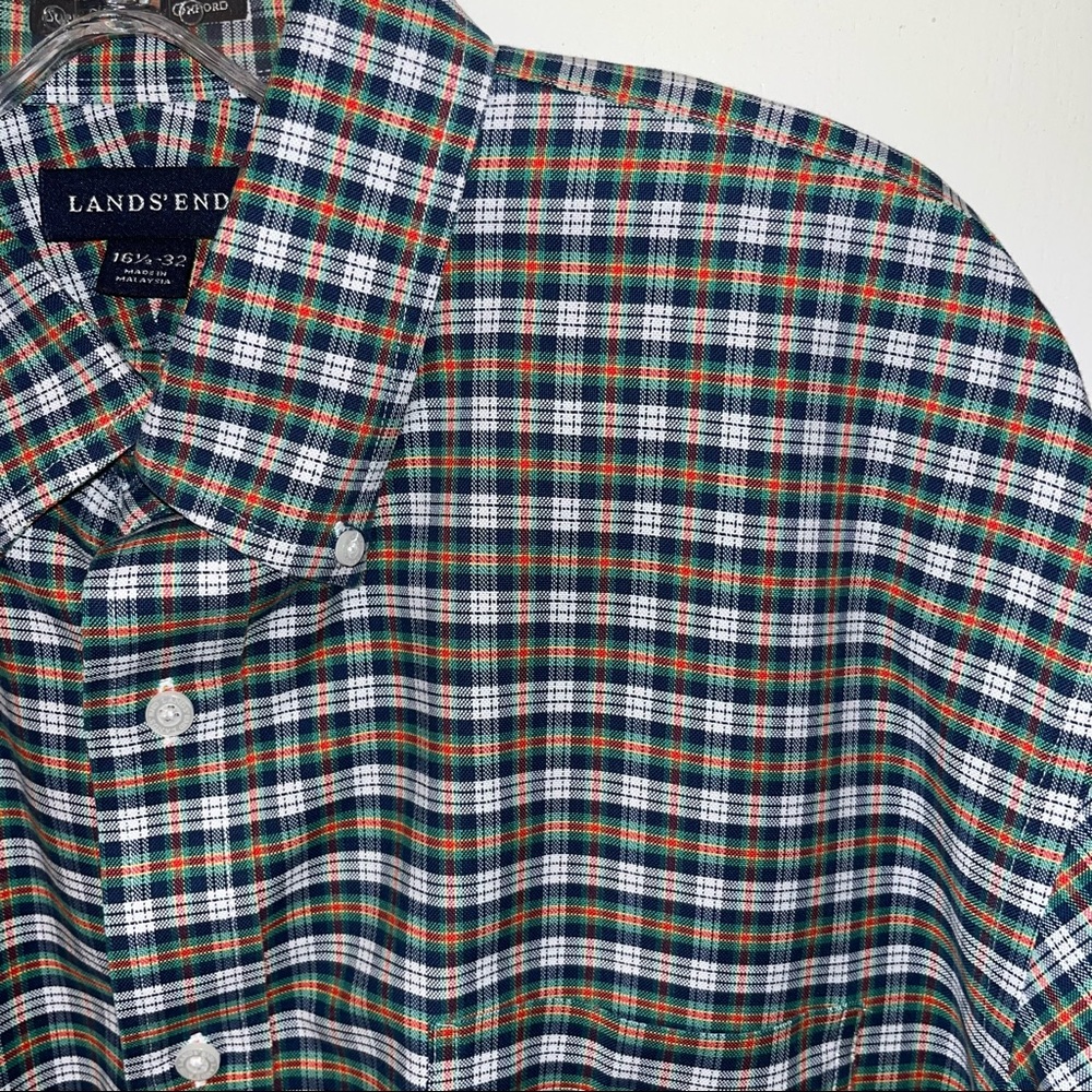 Lands End Men's 16 1/2-32” Button Down Supima No Iron Oxford Multi Color